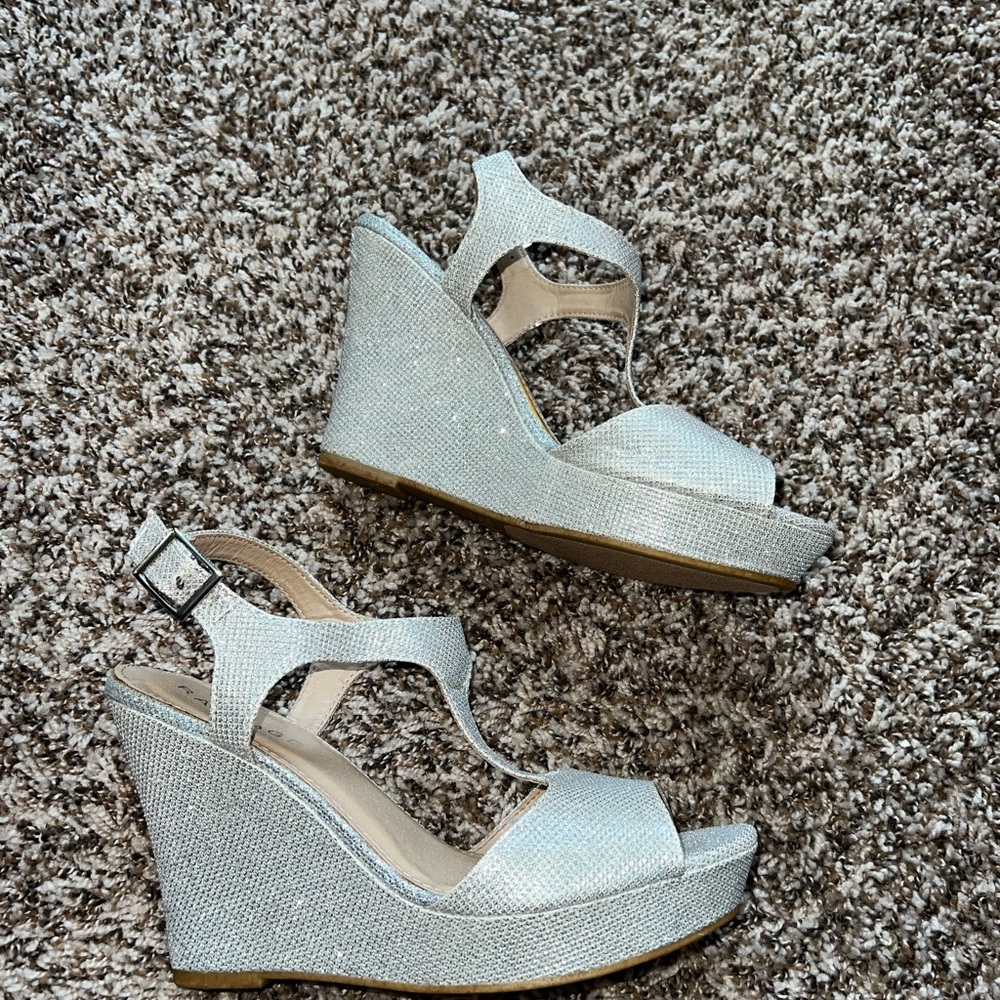 Silver sparkly wedges